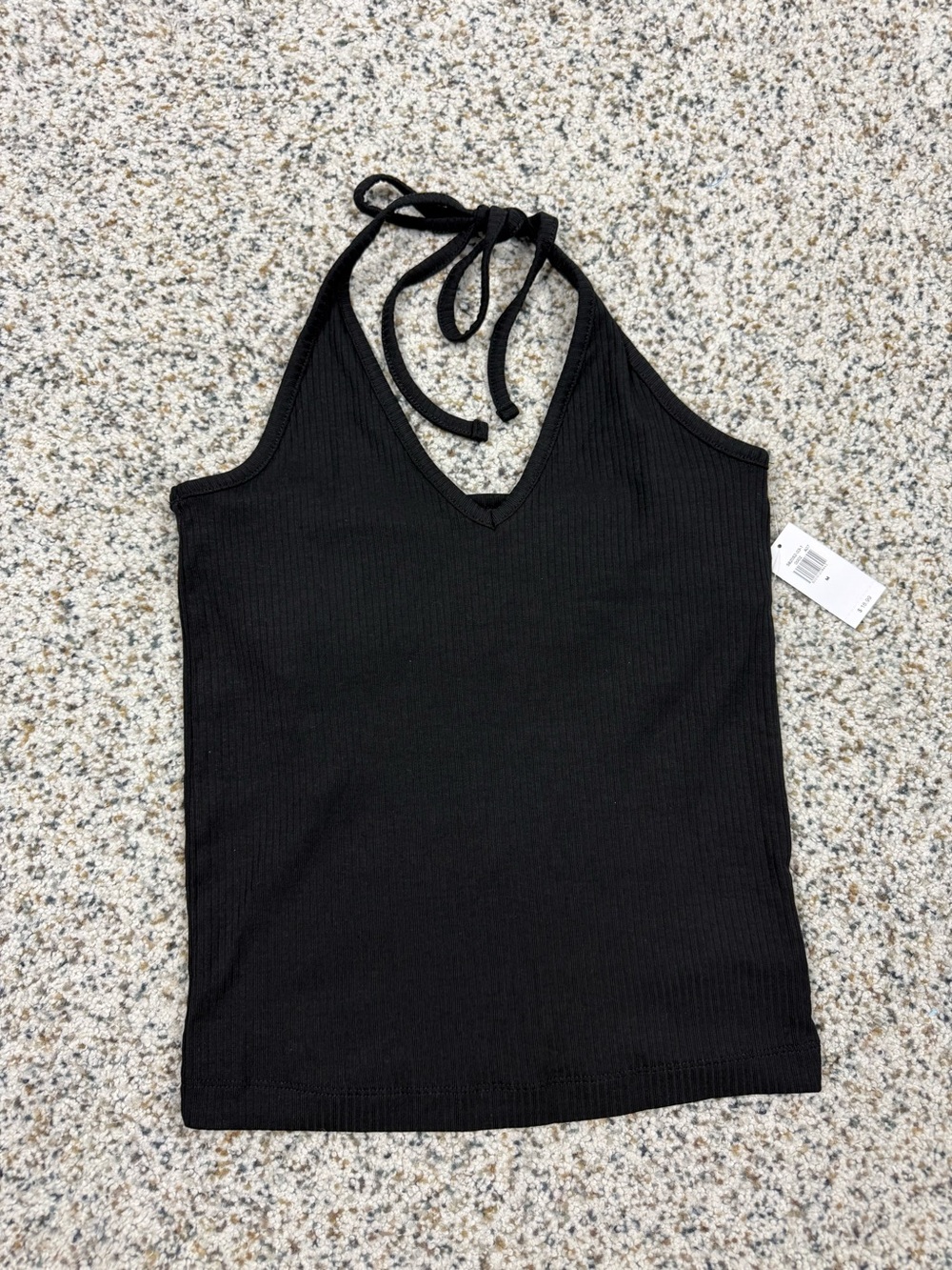 Old Navy Black Ribbed Halter Tank Top Womens Medium Summer Staple Capsule NWT
